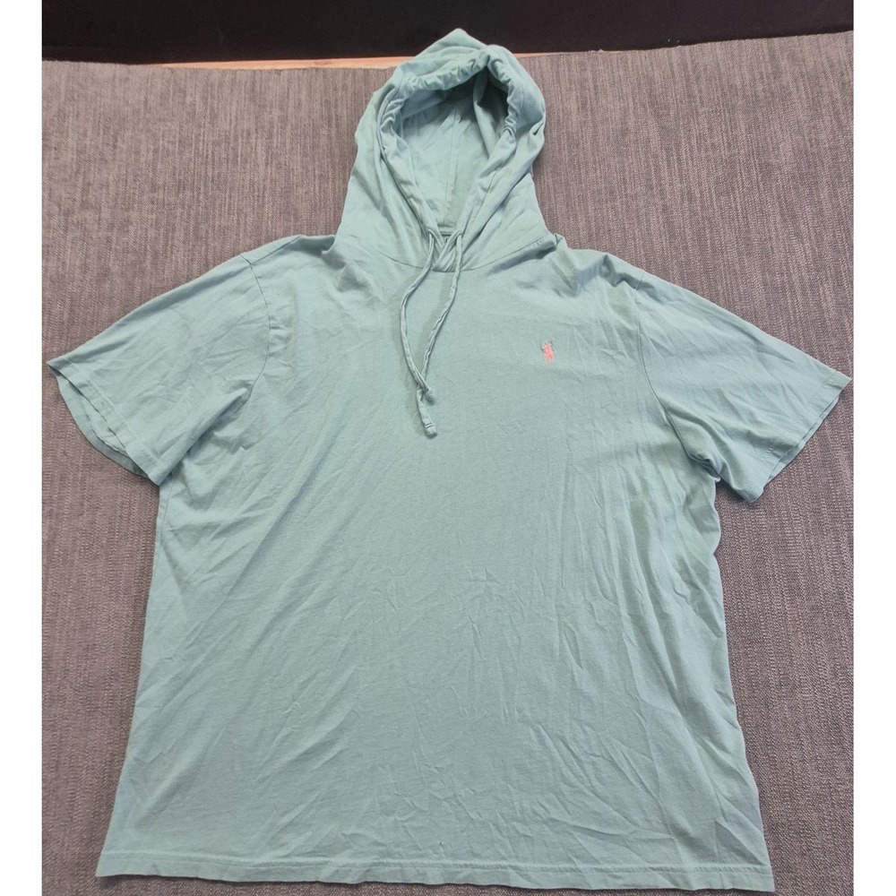 Polo Ralph Lauren Men's XL Short Sleeve Hoodie T-shirt green pink pony Cotton